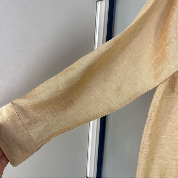 LANGBANG collared sand Gold Color linen minimal shirt from Firenze, - Picture 3 of 13